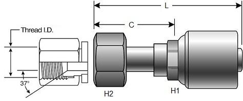 Gates G25170-1212 MegaCrimp 3/4" x 3.74" Female JIC 37° Flare Swivel Coupling 